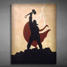 Marvel Art Canvas, Thor Painting, Thor Drawing, Superhero Painting, Canvas Art Painting Acrylic, Vintage Art Paintings