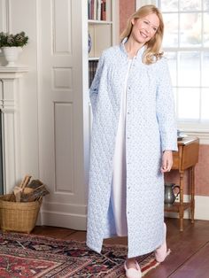 Women's Double-Quilted Long Flannel Robe Flannel Robe, Flannel Bedding, Vermont Country Store, Flannel Quilts, Shearling Slippers, Dressing Gown Robe, Country Store, Womens Robes, Sleepwear Robe