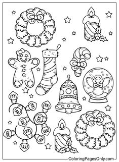 christmas coloring pages for kids with ornaments and decorations