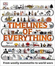 a poster with many different types of things in the background and words that read, times of everything from woolly mammoths to world wars