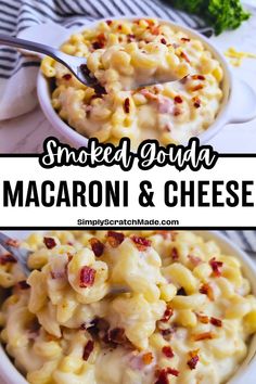 two bowls filled with macaroni and cheese