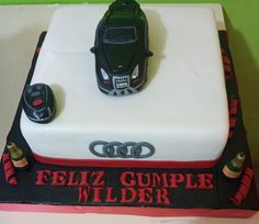 a birthday cake with a car on it