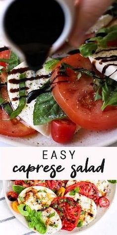 an easy caprese salad with grilled tomatoes and mozzarella cheese on top