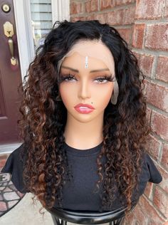 NAME - FAVORABLE  180% DENSITY LENGTH - 20" MANNEQUIN WEARING 20" INDIAN CURLY -  WITH FB30 HIGHLIGHTS 13X4 FRONTAL WIG - IF YOU PREFER A CLOSURE - MESSAGE ME FOR A CUSTOMER ORDER. CAP SIZE - MEDIUM 21.5 to 23.5 Curly wig with highlights Curly Wig With Highlights, Wig With Highlights, Free Wig, Curly Wig, Frontal Wig, Curly Wigs, Wig Cap, Frontal Wigs, Atlanta Ga