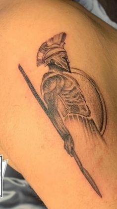 Greek Spear Tattoo, Spartan Mask Tattoo, Spartan Spear Tattoo, Spear Tattoo, Spartan Tattoos, Spartan Spear, Wing Tattoo Men