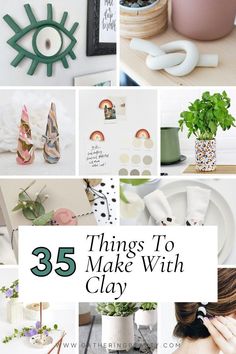 there are many things to make with clay in this collage, including vases and other items