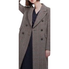 Uniglo + Ins De La Fressange Collaboration Mannequin Is A Size 6-7 The Have To Have Classic Piece For Your Winter Wardrobe. Warm Enough For Winter Wear With Sweaters, Jeans, Dresses And Skirts. High Quality Herringbone Plaid Double Breasted Trench Coat In A Timeless Style For Everyday Wear. Front Flapped Pockets , Notched Lapel. Houndstooth Pattern In Dark Brown, Brick Red , And Tan 70% Wool Blend High Quality Size Medium Approx Measurements: Length 43" Chest Up To 39" Waist 38" Hips 42" Shoulde Fall Tweed Outerwear With Suit Collar, Elegant Plaid Single-breasted Outerwear, Elegant Plaid Outerwear With Lapel Collar, Single Breasted Tweed Pea Coat With Long Sleeves, Fall Tweed Jacket With Double Button Closure, Double-breasted Tweed Wool Coat For Work, Tweed Double-breasted Wool Coat For Work, Elegant Double-breasted Houndstooth Outerwear, Fall Tweed Jacket With Suit Collar And Hidden Buttons