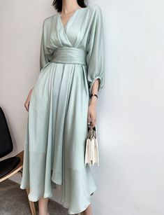 2023 Gowns, Mint Midi Dress, Classy Wedding Guest Dresses, Elegant Silk Dresses, Soiree Dress, Mint Dress, Women Dresses Classy, Modesty Fashion