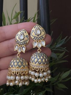 Gorgeous kundan, pearls, meenakari, contemprory Jhumkas, light weight, long Jhumkas, Bridal Jewelry, lightweight earrings, pearl earrings, bridal gold jewelry, wedding jewelry Highest quality and craftsmanship,  Ready to ship from Edison NJ USA Luxury Yellow Gold Meenakari Jhumkas, Affordable Bollywood Party Jhumkas, Cheap Chandbali Jhumkas For Navratri, Luxury Traditional Kundan Jhumkas, Luxury Kundan Fusion Jhumkas, Luxury Gold Jhumkas With Stone Work, Cheap Chandbali Jhumkas For Women, Luxury Kundan Temple Jhumkas, Cheap Chandbali Jhumkas For Festive Occasions