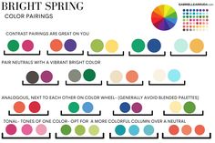 Discover the vibrant and energizing colors of the Bright Spring season with our complete guide! From bold and bright outfit ideas to makeup tips that will make you glow, we have everything you need to embrace this stunning seasonal palette. Plus, learn how to determine if you are a Bright Spring or a Clear Spring, so you can make the most of these radiant hues. Get ready to shine this spring! Bright Spring Color Palette | Bright Spring Outfits | Bright Spring Makeup | Bright Spring Nails | Brigh Bright Spring Color Combinations, Bright Spring Outfits, Bright Spring Makeup, Bright Outfit Ideas, Spring Season Outfit, True Spring Color Palette