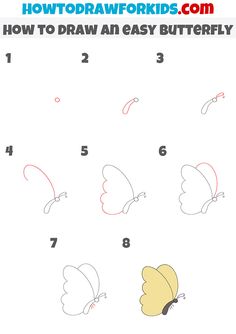 how to draw an easy butterfly step by step for kids and beginners with pictures