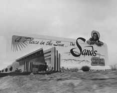 an advertisement for sands casino in the desert