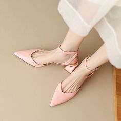 CHIKO Jalessa Pointy Toe Block Heels Slingback Shoes feature leather, suede upper, leather lining, rubber sole. Heel height is approx. 2.5" (6 cm)