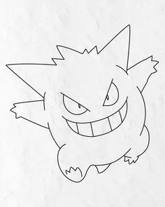 a drawing of a cartoon character with big eyes and an angry grin on it's face