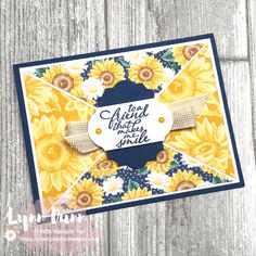 a handmade card with sunflowers and the words, christ makes smile