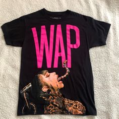 Cardi B Wap T-Shirt Size Small But Fits More Like A Medium. 100% Cotton Never Worn, Great Condition. Cardi B Pink, Cardi B Wap, Cardi B, Pink Black, Colorful Shirts, Black Pink, Womens Tops, Tops & Tees, Pink