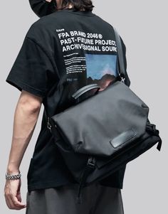 Messenger Bag Techwear Techwear Backpack For School, Techwear School Backpack, Nylon Techwear School Bags, Techwear Style Nylon School Bag, Techwear Style School Backpack, School Techwear Nylon Bags, Techwear Shoulder Bag With Adjustable Strap For Travel, Techwear Style Bags With Multiple Pockets For Streetwear, Large Capacity Techwear Bag For Streetwear