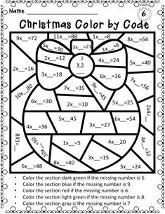 the christmas color by code worksheet for students to practice addition and subtraction