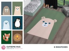 an animal themed bedroom is featured in this ad for the children's rug company