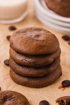 chocolate cookies stacked on top of each other