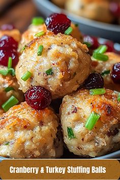 cranberry and turkey stuffing balls on a plate