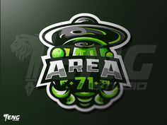 the logo for area 4710 is green and white with black lettering on it's bottom corner