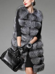 Women Faux Fur Vest Sleeveless Jacket Grey Quilted Gilet Mantel Outfit, Women Faux Fur Vest, Sleeveless Vest Jacket, Fur Pattern, Fox Fur Vest, Quilted Gilet, Womens Faux Fur Coat, Winter Vest, Office Fashion Women