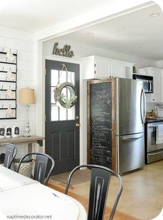 the kitchen is clean and ready to be used as a dining room or family room