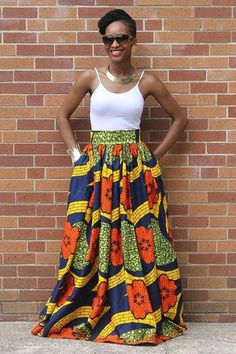 Ankara Skirts, Colorful Skirt, Moda Afro, Mode Prints, African Print Skirt, Style Africain, African Skirts, Afrikaanse Mode, High Waisted Maxi Skirt