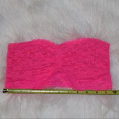 Aerie Bandeau Lace Bra. Neon Pink, No Padding, No Underwire, A Little Stretching, Never Worn. Lace Bandeau Bra, Bandeau Bra, Lace Bra, Cute Tops, Neon Pink, Women's Intimates, Bra, Lace, Pink