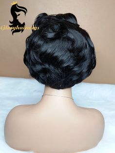 Finger Wave All Lace Wigs, Full Lace Pixie Cut Wig, Pixie Lace Front Wigs, Human Hair Bob Wigs, Full Lace Wig Glueless, Short Wave, Side Part Hairstyles, Stylish Short Hair, Natural Looking Wigs