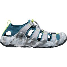 For days spent both on land and in the water, we bring the KEEN Hyperport H2 Sandal. This hybrid adventure sandal is easily thrown on over the foot, secured with a lace-lock bungee closure, and absorbs impact thanks to the thick midsole and high-rebound EVA insole. Plus, the Aquagrip rubber sole features multi-directional lugs for ideal traction on wet surfaces to keep us confidently upright. Green Synthetic Sport Sandals, Green Sporty Sandals For Sports, Green Cushioned Sport Sandals, Functional Green Sports Sandals, Green Functional Sports Sandals, Green Sports Sandals With Rubber Sole, Breathable Round Toe Sport Sandals For Water Sports, Green Synthetic Functional Sport Sandals, Functional Green Synthetic Sport Sandals