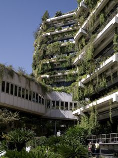 the building has many plants growing on it