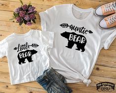 Your little bears and auntie bears are gonna love these! Auntie Bear, Baby Bear, Niece Bear, Nephew Bear, Family Shirts, Aunt Gift, Auntie Shirt, Gift For Niece, Gift For Nephew, Bear Family Shirts, Uncle Bear Check out our full collection of awesome aunt & uncle shirts here: https://www.etsy.com/shop/MyFuntasticFamily?mcnav&section_id=29632816 HOW TO ORDER: All shirts are added individually to the basket. * Choose shirt variant/text. * Choose size & model. * Write the shirt color to the persona Uncle Shirts, Matching Friend, Bear Family, Best Friend Shirts, Baby Learning, Toddler Tees