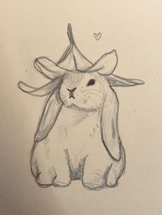 a drawing of a rabbit with a hat on its head