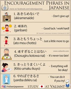 an info sheet with different phrases in japanese