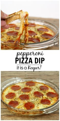 pepperoni pizza dip it's a keeper and is ready to be cut in half