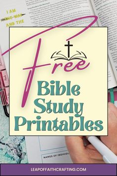 the bible study printables for kids are on display in front of an open book