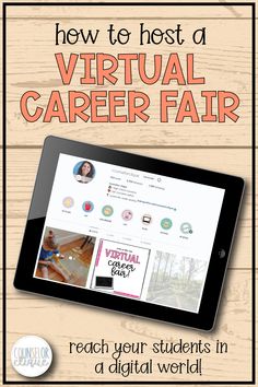 an ipad with the title how to host a virtual career fair