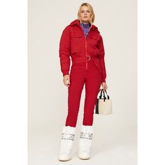 Red nylon (100% Nylon). Jumpsuit. Long sleeves. Mock neck. Front zipper closure. 28" inseam. 12.5" rise. Imported. Jumpsuit Long, Rent The Runway, Trend Report, Match Me, Closet Designs, Snow Suit, Birdy, Front Zipper, Mock Neck