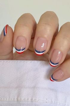 Patriotic Nails Design, Patriotic Nails, Usa Nails, Natural Nail Art, Fourth Of July Nails, 4th Of July Nails, French Nail Designs, July Nails, Festival Nails