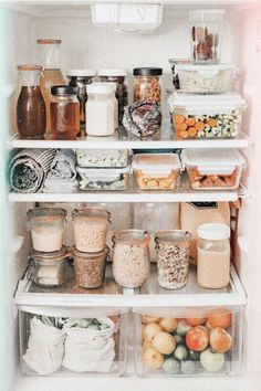 an open refrigerator filled with lots of food