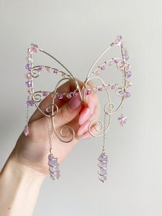 "These lovely fairy ears are handmade by me, Amber, and are a beautiful accessory to add to any outfit, whether you are using them for a costume or just for everyday! Because I they are made by hand, there may be slight variations to the pattern of the beadwork and style of the beads, but this is how you know you are getting a truly one of a kind piece made just for you! Though I am no longer making my fairy ears \"made to order\" please feel free to message me if you would like to request a cha Purple Fairy Cosplay, Pink Fairy Accessories, Fairy Accessories Diy, Fairy Ears Diy, Bead Ideas Crafts, Things To Make With Wire, Fairy Costume Ideas Diy, Bead Craft Ideas, Fairy Cosplay Costumes