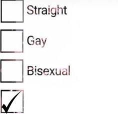 a check box with the words straight, gay, and bisexual written on it