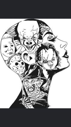 an image of a group of clowns with their faces in the shape of a human head