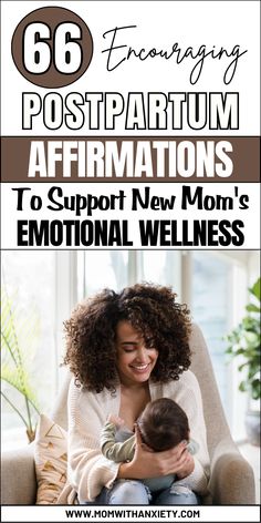 Need a boost during postpartum? These 66 encouraging affirmations are perfect for new moms looking to support their emotional wellness and boost confidence. These powerful postpartum affirmations are designed to help you embrace motherhood, find peace, and nurture your mental well-being. Whether you're adjusting to new changes or seeking positivity, these affirmations will help you navigate the challenges with grace. Ready to feel supported? Start using these affirmations today and take a step toward emotional healing and strength. Click for more affirmations to encourage your postpartum journey.