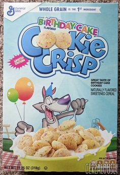 a box of birthday cake cookie crispes on the floor