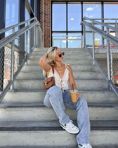 Shop our Influencers' top picks on Amazon Levi Jeans Outfit, Rome Outfits, Rooftop Photoshoot, Denim Jeans Outfit, Late Summer Outfits, Summer Picture Poses, How To Pose, Cute Poses, Streetwear Outfit