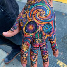 Skull Hand Tattoo Tattoo Design Pack How To Design A Tattoo, Mechanical Hand Tattoo, Color Tree Tattoo, Neon Tattoo Ideas, Full Color Tattoo Design, Small Filler Tattoos, Doodles On Skin, Cute Skull Tattoos, Skull Hand Tattoos