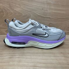 Nike Air Max Bliss Women’s Running Shoes Colors: White And Purple New Without Box Purple Sneakers With Air Cushioning And Round Toe, Nike Purple Sneakers With Round Toe, Nike Lavender Low-top Sneakers, Purple Low-top Sneakers With Air Max Cushioning, Nike Air Max Bliss, Nike Purple Running Shoes For Light Sports, Sporty Purple Breathable Running Shoes, Nike Purple Running Shoes For Streetwear, Purple Low-top Running Shoes With Air Max Cushioning